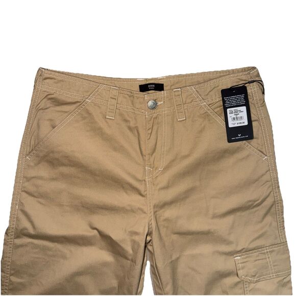 $199 True Religion Bobbi Baggy cargo Jogger Pants Beige Womens 31 Casual New NWT - Picture 4 of 5